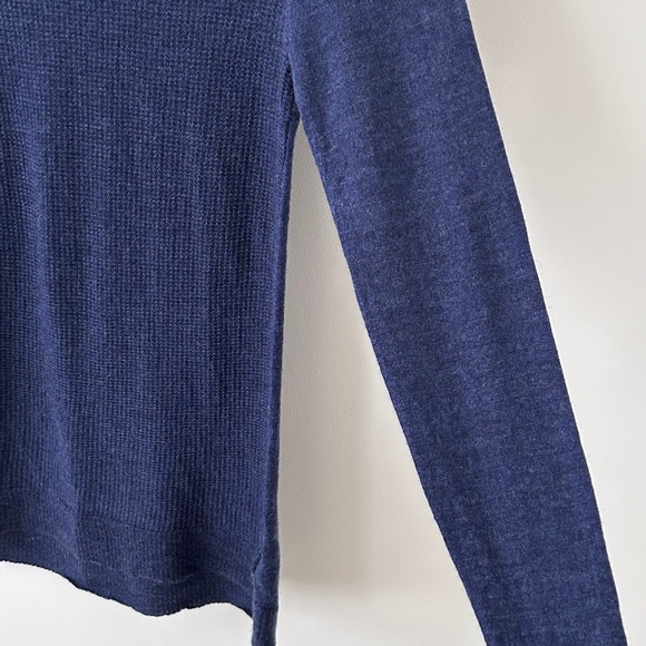 Cynthia Rowley 100% Merino Wool Blue Crewneck Tie Back Sweater - Picture 7 of 16